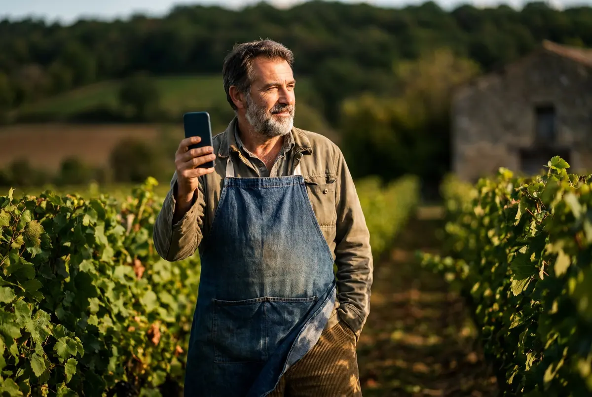 Viticulteur dans sa parcelle